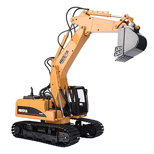 MODELTRONIC Excavadora Radio Control tamaño Grande 56cm HUINA 1550 15 Canales 2.4G Escala 1:14 Excavadora RC Teledirigida Vehículo Construcción/Juguete con Sonido Luces/Regalo con BATERIA Extra