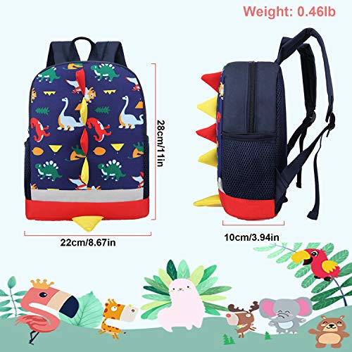 RUI NUO Mochila infantil para niños y niñas, impermeable, diseño de dinosaurios, Color a azul,