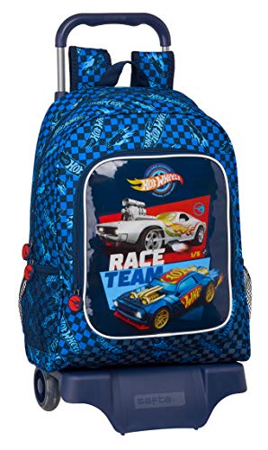 Safta 612138313 Mochila Infantil de Hot Wheels, Modelo 522 con Carro 905, 320x420x140mm, azul