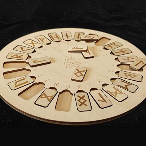 T/Y Juego de runas de Madera Juego de Piedras de runas mágicas con 25 runas y una Tabla de Madera Runas nórdicas Hechas a Mano para adivinación meditación amuletos