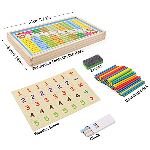 ZWOOS Juguetes de Madera Niño, Matemáticas Reloj Juguetes Caja Madera, Montessori Bloques y Palos de Conteo para Niños, Juegos Matematicos de Madera Juguetes Educativos 3~9 años Niños