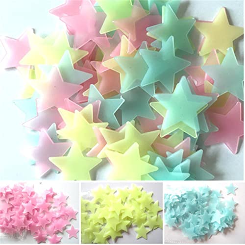100 unids / bolsa 3 cm juguetes que brillan en la oscuridad pegatinas de estrellas luminosas sofá de dormitorio pintura fluorescente pegatinas de PVC de juguete para habitación de niños-negro, Polon