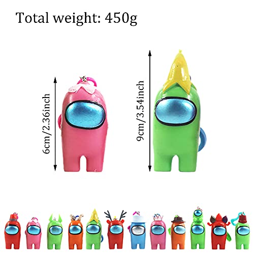 12PCS Between Us Merch Figurine, Mini Cute Figuras de Juego Juguetes creativos de plástico extraíbles Entre Nosotros Muñecas Adornos Cumpleaños para niños (12 Estilos)
