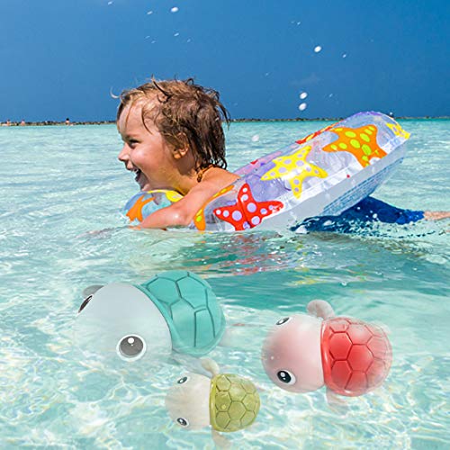 3 Piezas Bebé Baño Natación Tortuga Juguete HANEL-Juguetes clásicos de baño Tortuga mecánica para niños pequeños Niños Niñas,Juguetes de Agua para Nadar Tortuga de Piscina de Verano Baño Flotador