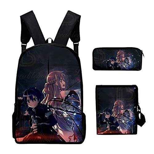 3D Impresión Sword-Art-Online Anime Oxford Mochila Niños Niñas Escuela Hombro Bolso Juegos de Estuches de Lápices