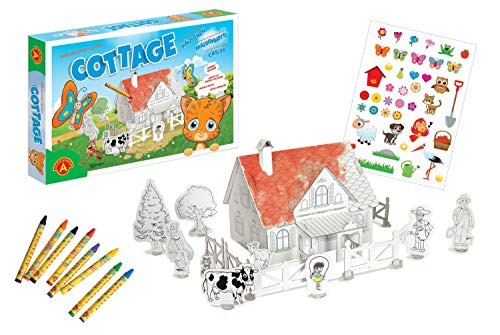 A ALEXANDER-Casa y el Gato, Juego de 116, puzle 3D de 38 Piezas de cartón, con 42 Pegatinas, 8 Ceras, Granja para Manualidades y Pintar, para niños a Partir de 5 años, Color (Z.P 2355)