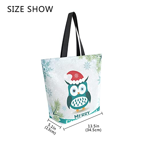 ALAZA Bolsas de compras reutilizables con diseño de búho, diseño de búho, diseño de copo de nieve, tamaño grande, bolsa de viaje plegable