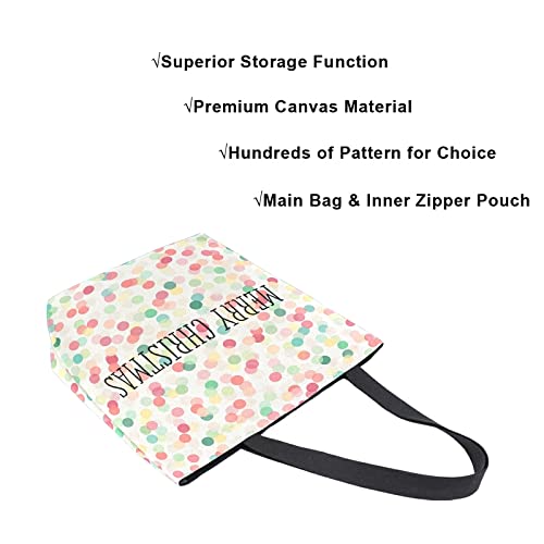 ALAZA Bolsas de compras reutilizables con lunares de colores de Feliz Navidad para la playa, bolso de viaje plegable