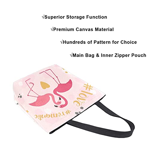 ALAZA Bolso de compras reutilizable de oro con flamenco, color rosa, para el día de San Valentín, bolsa de almacenamiento de comestibles, bolso de viaje plegable