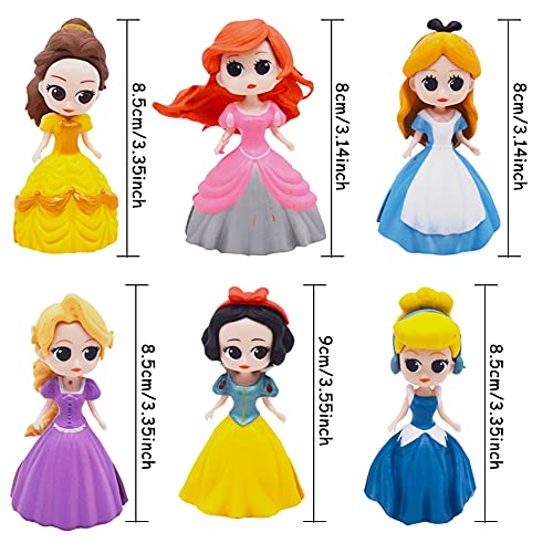 Babioms Mini figuras de princesa, DIY Adorno de torta, para decoración de habitación de niños/regalo de cumpleaños para niños/adornos de pastel de princesa