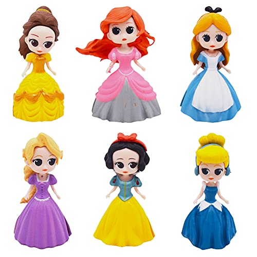 Babioms Mini figuras de princesa, DIY Adorno de torta, para decoración de habitación de niños/regalo de cumpleaños para niños/adornos de pastel de princesa