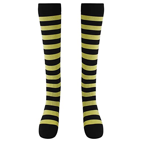 Bandanas de Abeja y Bandas a Rayas de Abeja Calcetines Altos Calentadores de Brazo Barra de cálculo Accesorio de Disfraces for Mujeres Chica Party Cosplay (Color : Black+Yellow, Size : One Size)