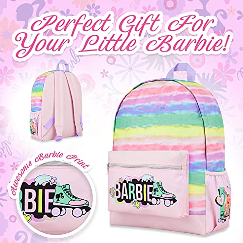 Barbie Mochilas Escolares Niña, Mochila Infantil, Material Escolar Bonito, Regalos Para Niñas y Adolescentes (Rosa Arcoíris)