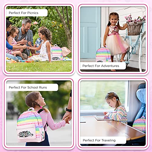 Barbie Mochilas Escolares Niña, Mochila Infantil, Material Escolar Bonito, Regalos Para Niñas y Adolescentes (Rosa Arcoíris)