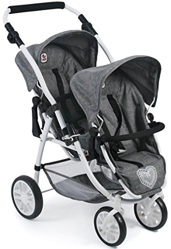 Bayer Chic 2000-Cochecito para muñecas gemelas, Color Jeans Grey. (689-76)