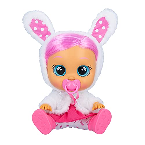Bebés Llorones Dressy Coney el Conejo | Muñeca interactiva Que llora de Verdad con Pelo a peinar, Ropa para Vestir y Accesorios para Jugar + Portabebés