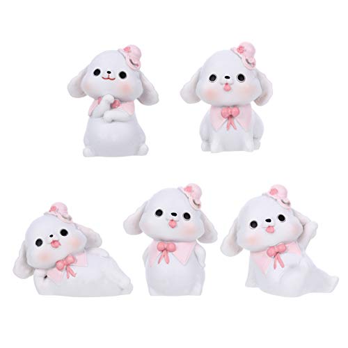 BESPORTBLE 5 Piezas Mini Figuras de Perro Juego de Juguetes Resina Realista Detallada Figuras de Cachorro Playset Cake Toppers Animales Juguete Huevos de Pascua Cesta de Peluche para Coche