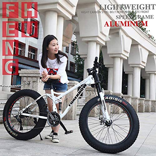 Bicicleta de 26 Pulgadas MTB Top, Fat Wheel Moto/Fat Bike/Fat Tire Bicicleta de montaña, Beach Cruiser Fat Tire Bike Snow Bike Fat Big Tire Bicicleta 21 velocidades Fat Bikes para Adultos,Azul,26 IN