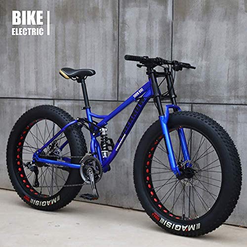 Bicicleta de 26 Pulgadas MTB Top, Fat Wheel Moto/Fat Bike/Fat Tire Bicicleta de montaña, Beach Cruiser Fat Tire Bike Snow Bike Fat Big Tire Bicicleta 21 velocidades Fat Bikes para Adultos,Azul,26 IN