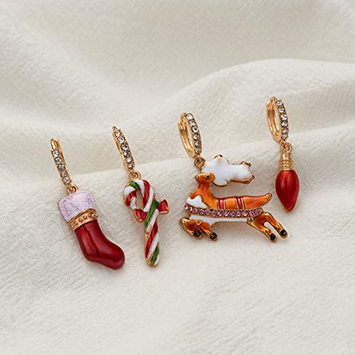 BNMY Pendientes De Árbol De Navidad con Goteo Pendientes De Alce Caja De Regalo Variedad De Conjuntos De Pendientes, Pendientes Bonitos, Pendientes Delicados, para Regalo De Mujer,8 Pack