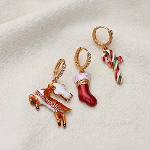 BNMY Pendientes De Árbol De Navidad con Goteo Pendientes De Alce Caja De Regalo Variedad De Conjuntos De Pendientes, Pendientes Bonitos, Pendientes Delicados, para Regalo De Mujer,8 Pack