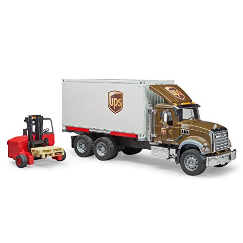 Bruder 02828 Mack Granite UPS - Camión con Carrito Elevador