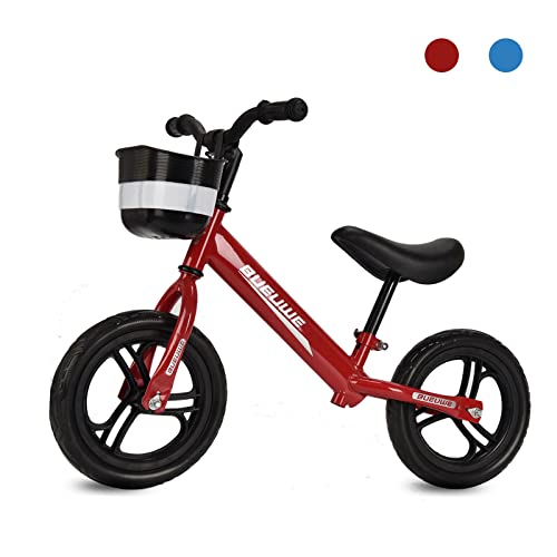 Bueuwe Bicicleta de Equilibrio Sin Pedales NiñO 2-6 AñOs,12 Pulgadas Bici para NiñOs,SillíN Ajustables,Ultraligera,Aprender A Mantener El Equilibrio Juguetes para NiñOs,hasta 30 Kg, D Red