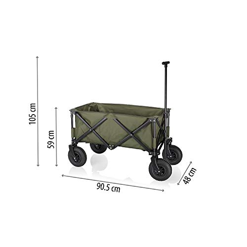 Campart HC-0915 – Carrito de jardín plegable, capacidad 70 kg, color verde militar