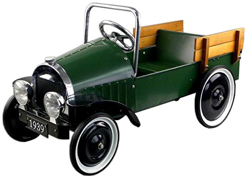 CAPRILO Coche a Pedales Antiguo Color Verde Pick Up. Infantil. 100x45x55 cm