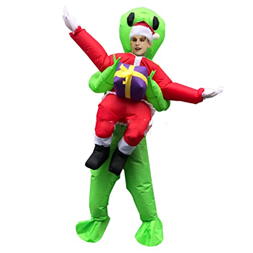 Christmas Alien Inflatable，Ropa para Adultos，Divertidos Reunión Anual Muestre la Barra Inflable Modelo Inflable，Disfraces divertidos de Navidad，Ropa de muñeca para camina A,160-190CM