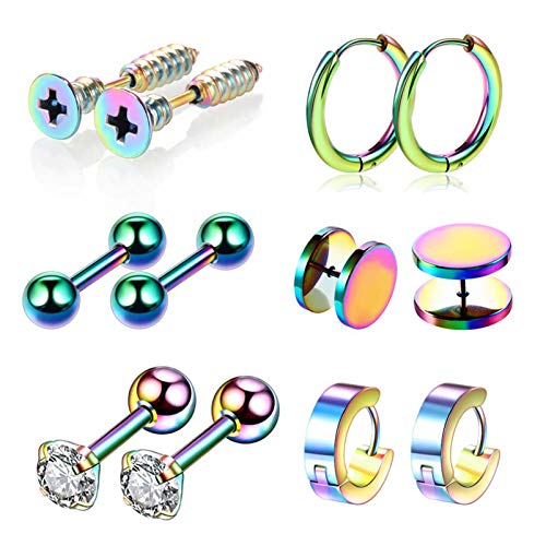 Clips De Oreja De Acero Inoxidable, Juego De 12 Hebillas De Oreja con Barra De Circón, para Suministros para Mujeres Y Hombres,A