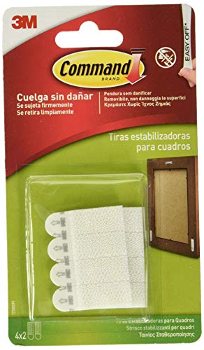 Command 17208 Pack de 8 Tiras para estabilizar Marcos (tamaño Micro) Color Blanco, Set de 8 Piezas