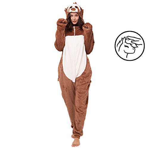 corimori- Kigurumi Pijama Disfraz (10+ Modelos) Halloween Adultos Henry El Perezoso, Color marrón oscuro, Talla 150-160 cm (1852) , color/modelo surtido