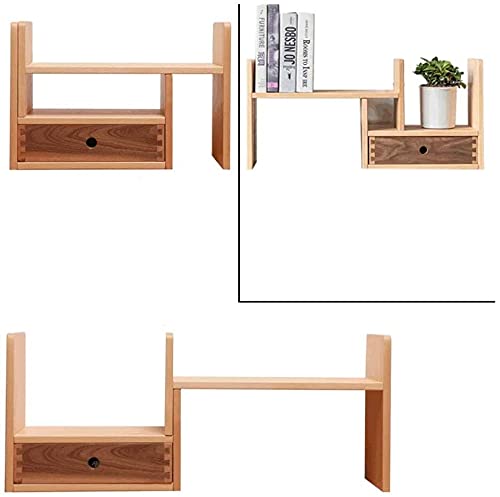 DaPengNB Estante de Almacenamiento de Office Natural / Beech Office Ajustable, Pantalla de estantería, Librería con encimera con Organizador de cajón marrón para Libros