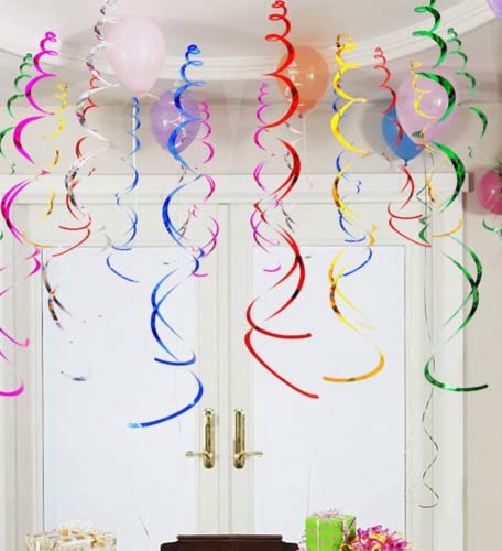 Decoracion Colgante Fiesta 48 Piezas Decoración de Remolino Doble Espiral Serpentinas 6 Colores Decoración para Fiestas para Boda Cumpleaños Navidad Halloween Suministros para Fiestas