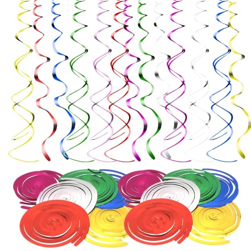 Decoracion Colgante Fiesta 48 Piezas Decoración de Remolino Doble Espiral Serpentinas 6 Colores Decoración para Fiestas para Boda Cumpleaños Navidad Halloween Suministros para Fiestas