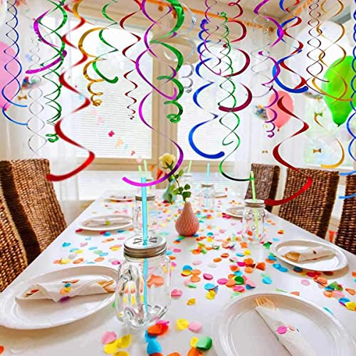 Decoracion Colgante Fiesta 48 Piezas Decoración de Remolino Doble Espiral Serpentinas 6 Colores Decoración para Fiestas para Boda Cumpleaños Navidad Halloween Suministros para Fiestas