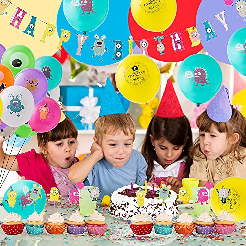 Decoración de Cumpleaños Monstruo Globos Monstruo Pancarta Monstruo Decoracion Tarta para Niños Decoración de Cumpleaños