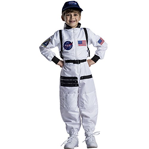 Dress Up America Atractivo traje espacial de astronauta blanco para niños