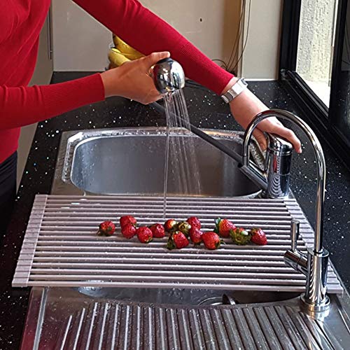 DSHUJC Rack de escurridor Plegable Escurridor de Platos antioxidante Estante de Secado de Platos antimicrobianos Estante de Secado de Fregadero de Cocina Robusto Durable,A
