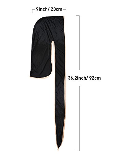 Durag de Seda Turbante de Cola Larga Gorra de Pirata de Correa Ancha Gorro Lisa (Conjunto de Colores 1)