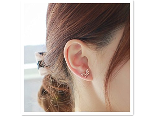 EQLEF® 2 Pares de Pendientes de Plata Hueco Linda Mariposa para Muchachas de Las Mujeres