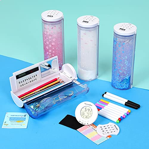 Estuche para lápices con contraseña, código de bloqueo electrónico, multifunción, caja de papelería de arena movediza, para niños, suministros escolares, bolsa de regalo para bolígrafos (color: fresa)