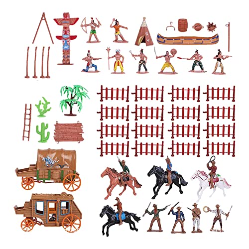 F Fityle Western Cowboy de los Indios Soldados Juguetes Modelo casa de muñecas Decoraciones Carro simulación Realista niños Juguetes