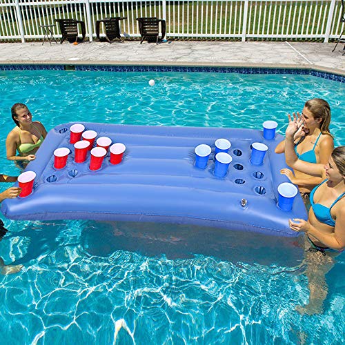 Faburo Beer Pong Colchón de aire, mesa Beerpong, 155 x 76 x 13 cm, hinchable para beerpong, mesa de fiesta, juego de beber (sin vaso)