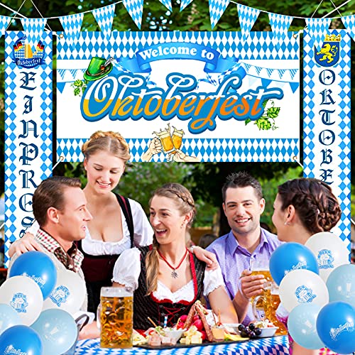 FORMIZON Decoración de Oktoberfest, Telón de Fondo de Oktoberfest, Oktoberfest Party Decorations Set Pancarta de Señal de Oktoberfest Banderas de Pared de Oktoberfest de Puerta Principal Decorativa