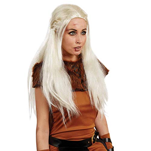 Fun Shack Peluca con Cabello Largo Rubio Blanquecino y Trenzas para Mujer. Accesorio para Hacer Cosplay de películas o Series