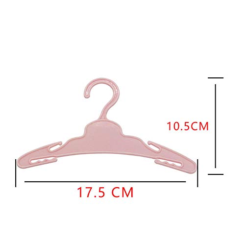 GIVBRO Perchas de ropa para muñecas de 18 pulgadas, accesorios para ropa de muñeca, ropa de decoración, organizador rosa y blanco, 10 unidades