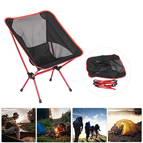 GOEI Silla Portátil, Silla para Acampar Al Aire Libre Estructura de Aluminio Secado Rápido Fácil Almacenamiento con Bolsa de Almacenamiento para Barbacoa para Pescar para Acampar(Gran Rojo)