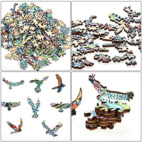GOLDGE 132PCS Puzzle de Madera Puzzle de Búho, Puzzle de Colorido de Forma única Puzzle Animales para Adultos y Niños Colección de Juegos Familiares